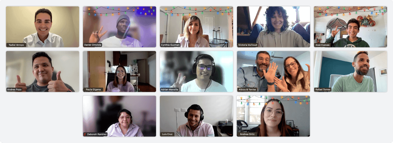 A screenshot of the Gain team members on a video call.