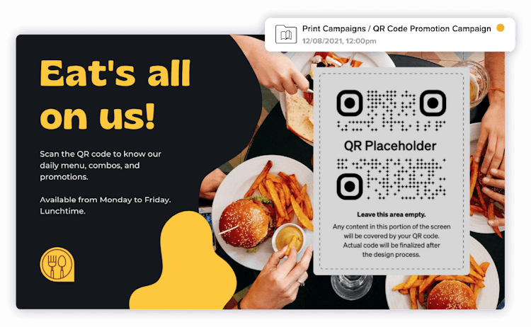 Print ad with photo of food and QR code